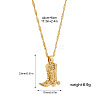 304 Stainless Steel Micro Pave Clear Cubic Zirconia Embossed Cowboy Boot Pendant Necklaces FS-WGF88B1-01-1