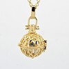 Brass Pregnant Infinity Chime Ball Cage Pendant Necklaces NJEW-F053-12G-12-1