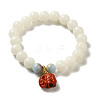 Round Natural White Jade Stretch Bracelets BJEW-B080-34B-1