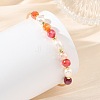 Natural Banded Agate(Dyed & Heated) Round and Rice Pearl Beaded Copper French Wire Cuff Bangles BJEW-JB14374-02-2