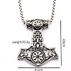 304 Stainless Steel Viking Double Wolf Head Hammer Pendant Box Chain Necklaces for Men WGEA97A-01-2