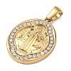304 Stainless Steel Micro Pave Clear Cubic Zirconia Pendants CU-CBAF0F8-05E-G-2