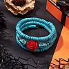 Resin and Synthetic Turquoise Wrap Bracelets Sets BJEW-JB10759-01-2