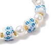 Printed Handmade Porcelain & ABS Plastic Imitation Pearl Beads Stretch Bracelets BJEW-JB12698-4