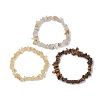 3Pcs Natural Citrine & Natural Tiger Eye & Natural Gold Rutilated Quartz Chip Beaded Stretch Bracelet Sets BJEW-JB10863-4