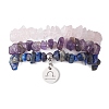 3Pcs 3 Styles Natural Rose Quartz & Amethyst & Lapis Lazuli Chips Stretch Bracelets Sets BJEW-JB11076-09-1