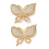 Brass Micro Pave Clear Cubic Zirconia Connector Charms CU-CBA4579-01G-B-1