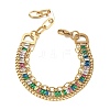 304 Stainless Steel & Glass Double Layers Chain Bracelets for Women BJEW-F540-10G-04-4