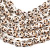 Handmade Flower Printed Porcelain Ceramic Beads Strands PORC-M005-6mm-08-2