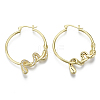 Brass Micro Pave Cubic Zirconia Hoop Earrings KK-R137-025-NF-2