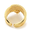 Rack Plating Brass Micro Pave Cubic Zirconia Heart Open Cuff Ring for Women RJEW-C082-06G-3