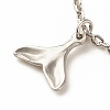2Pcs 2 Style 304 Stainless Steel Whale Tail Charm Anklets Set AJEW-AN00491-7