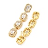 Rack Plating Brass Cubic Zirconia Rectangle Dangle Stud Earrings EJEW-K245-51G-2