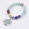 Chakra Jewelry Natural Gemstone Beads and Flower Amazonite Charm Bracelet BJEW-JB03608-04-1