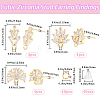 6 Pairs 3 Style Flower Brass Cubic Zirconia Stud Earring Findings KK-CN0003-19-2
