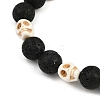 Natural Lava Rock & Synthetic Turquoise Beads Stretch Bracelets for Men BJEW-JB12131-01-3