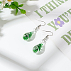 1 Pair Iron & Glass Teardrop with Spiral Pattern Dangle Earrings for Women EJEW-LP0001-06-3