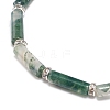 Natural Moss Agate Column Beaded Stretch Bracelet BJEW-JB08989-05-4