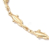 304 Stainless Steel and Brass  Fish Link Chains Anklets for Women AJEW-AN00758-4