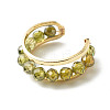 Faceted Cubic Zirconia Beads Open Cuff Ring for Girl Women RJEW-JR00395-2