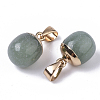 Top Golden Plated Natural Green Aventurine Pendants G-T131-03F-3