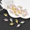 SHEGRACE Brass Pave Cubic Zirconia Oval Connector Charms XGRQ2O464-437G-4