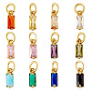12Pcs 12 Colors Brass Micro Pave Cubic Zirconia Charms FIND-TA0005-61-1