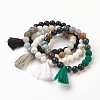 Natural Gemstone Beads Stretch Charm Bracelets BJEW-JB03728-1