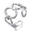 Non-Tarnish 304 Stainless Steel Oval Open Cuff Ring LS-RJEW-N040-08-1
