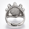 Adjustable Alloy Glass Finger Rings RJEW-T006-03C-4