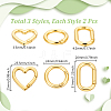 6Pcs 3 Styles Brass Spring Gate Rings KK-GA0002-11-2