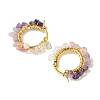 Natural Mixed Stone Chips Hoop Earrings EJEW-JE06022-02-4