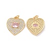 Heart Brass Micro Pave Cubic Zirconia Pendants KK-G435-01G-07-1