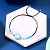 Synthetic Turquoise Braided Bead Bracelets PW-WG87E9F-05-1