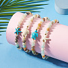 Ocean Dyed Synthetic Turquoise Turtle & Natural Flower Amazonite Round Beaded Anklets AJEW-TA00062-7
