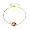 Brass Pave Cubic Zirconia Enamel Red Ladybug Link Bracelets for Women KK-CBA68DA-03G-4