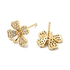 Brass with Clear Cubic Zirconia Stud Earrings EJEW-B035-16KCG-2