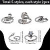 SUNNYCLUE 10pcs 5 style Wing & Flower & Swan & Fish Alloy Cuff Rings Sets RJEW-SC0001-17-2