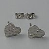 304 Stainless Steel Textured Geometry Stud Earring Findings with Hole STAS-WH0027-54I-1