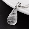 Teardrop Platinum Tone Brass Quartz Crystal Pendants X-G-F267-04I-1