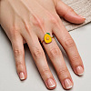 Adjustable 304 Stainless Steel Enamel Cuff Rings for Women LS-RJEW-B152-01G-03-1