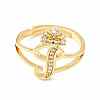 Clear Cubic Zirconia Initial Letter with Crown Adjustable Ring RJEW-M139-17I-2