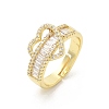 Brass Micro Pave Clear Cubic Zirconia Finger Rings RJEW-G336-06G-4