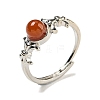 Round Natural Carnelian Adjustable Rings RJEW-G317-01P-2