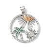 Brass Micro Pave Cubic Zirconia Pendants KK-P330-07A-P-1