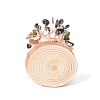 Natural Tourmaline Chips with Brass Wrapped Wire Money Tree on Wood Base Display Decorations DJEW-B007-05H-3