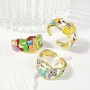 Mask Brass Enamel Cuff Rings RJEW-L113-039G-3