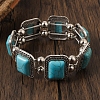 Bohemian Retro Style Synthetic Turquoise with Alloy Pendant Necklaces & Dangle Earrings & Bangles Sets WGF64B3-02-3