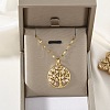 Brass Micro Pave Clear Cubic Zirconia Tree of Life Pendants NJEW-H066-01A-G-1