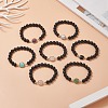 7Pcs 7 Sytle Natural Mixed Gemstone Square & Round Beaded Stretch Bracelets Set for Women BJEW-JB09939-2